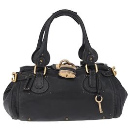 Chloé Chloe Paddington Lock Leather Medium Black