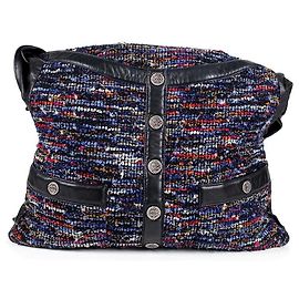 Chanel Borsa a Tracolla in Tweed e Pelle Multicolore Nero Multicolore