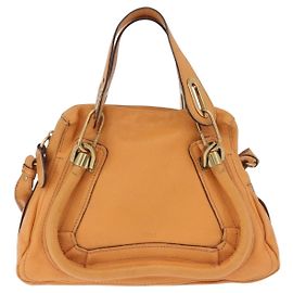 Chloé Chloe Paraty Top Handle Leather Medium Orange