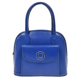 Céline Celine Vintage Circle Logo Leather Blu