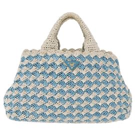 Prada Open Raffia Medium Blu
