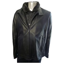 Paul & Shark schwarze Lederjacke Schwarz