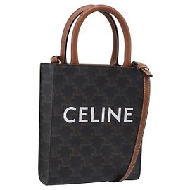 Céline Celine Vertical Cabas Triomphe Coated Canvas Mini Brown