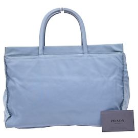 Borsa Tote Prada Tessuto in nylon e pelle Blu