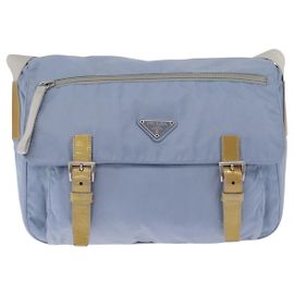 Prada Sac Messenger à Rabat Double Boucle Re-Nylon Medium Bleu