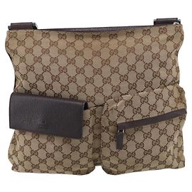Gucci Double Pocket Web Messenger GG Canvas Medium Beige