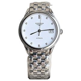 Longines Flagship L4.774.4.27.6 Mostrador de Diamantes NOS Branco