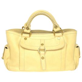 Céline Sac Celine Boogie Satchel en cuir Jaune