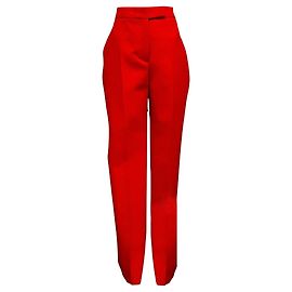 Salvatore Ferragamo Ferragamo Red Wool Crepe Pants / Trousers Red