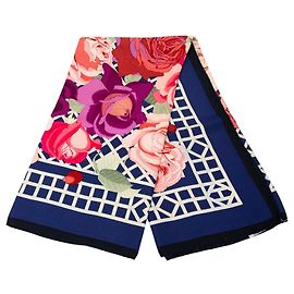 Pañuelo de seda Hermès Roseraie Azul 90 Azul