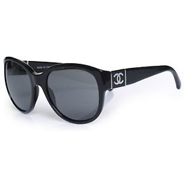 Chanel, Oversized Sonnenbrille in Schwarz mit cc Schwarz