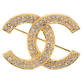 Chanel CC vergoldete Strass-Brosche Golden