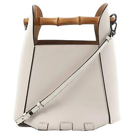 LOEWE Bamboo Buckets Leather 2Way Handbag in White White