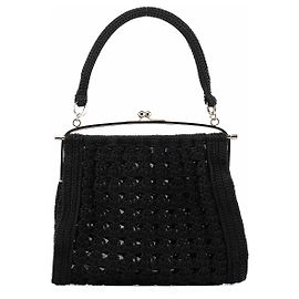 Dolce & Gabbana Black Wool Knit Clutch Handbag Black