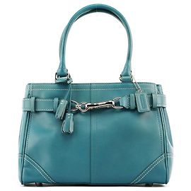 Coach Sac cabas Hamptons en cuir Teal 8A70 Bleu