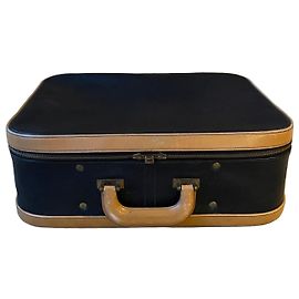 Hermès Valise en cuir noir et camel Marron Noir