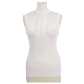 Givenchy Top sans manches col roulé en maille de viscose blanche Blanc