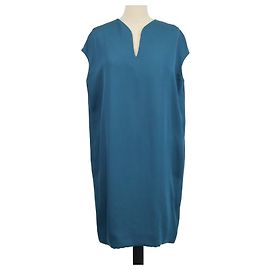 Hermès Hermes Teal Blended Silk Sleeveless Shift Dress Blue