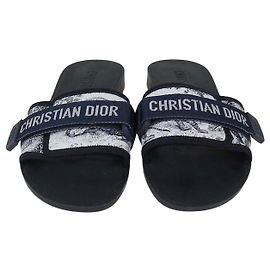 Dio(r)evolution Slider aus technischem Gewebe mit Deep Blue Oblique-Print Christian Dior Weiß Marineblau