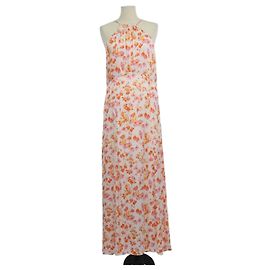 Vestido Maxi Maje com Estampa Floral Multicolorida em Viscose e Decote Halter Multicor