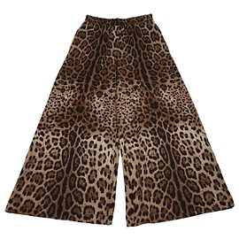 Pantalon large Dolce & Gabbana en coton marron à imprimation léopard Marron