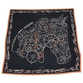 Hermès Hermes Pañuelo Complication Equestre de seda multicolor 90 Multicolor
