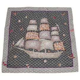 Hermès Foulard Hermes Bateau Fleuri in seta multicolore 90 Multicolore