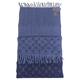 Louis Vuitton Écharpe Monogram Gris Noir Cachemire Neuve Noir Gris