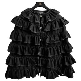 Chanel 24A Paris Manchester Capa Chaqueta de Denim Negro Negro