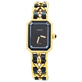 Relógio Chanel, "Première", folheado a ouro, couro. Outro