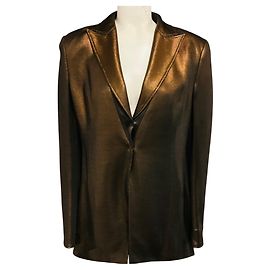 Akris Bronze Metallic Viscose Stretch Knit Blazer Jacket Metallic