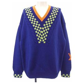 Louis Vuitton Damier Jacquard Cashmere Blend Knit Blue
