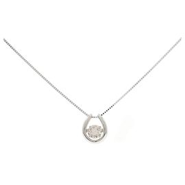 Autre Marque Platinum Diamond Horseshoe Necklace Silvery