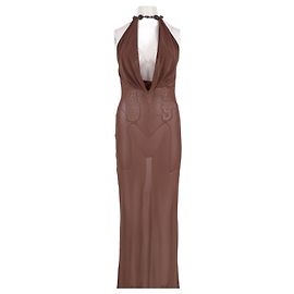 Autre Marque Vestido maxi MESHKI castanho com decote profundo Marrom