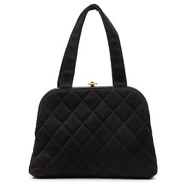 Chanel Black Quilted Jersey Frame Handbag Black