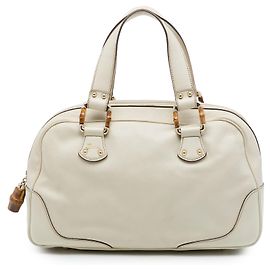 Bolsa Gucci em couro de bezerro branco com bambu Branco