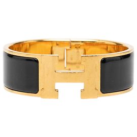 Pulsera Hermès Clic Clac H PM Ancha de Esmalte Negro Otro