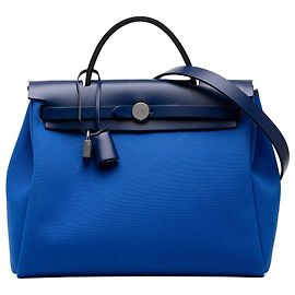 Hermès Blue Toile Herbag Zip 31 Bleu