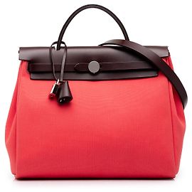 Hermès Red Toile Herbag Zip 31 Rouge