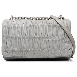 Prada Gray Nappa Gaufre Chain Flap Marrom