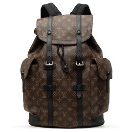 Mochila Louis Vuitton Brown Monogram Macassar Christopher Backpack MM Marrom