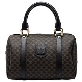Céline Celine Brown Macadam Coated Canvas Handbag Brown Dark brown