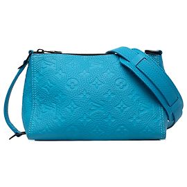 Louis Vuitton Blue Monogram Taurillon Triangle Messenger Blue Turquoise