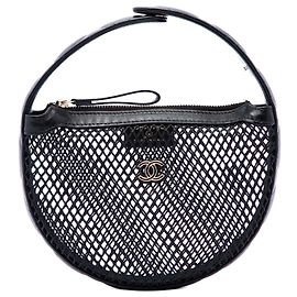Chanel Black Mini CC Round Mesh Hobo Nero