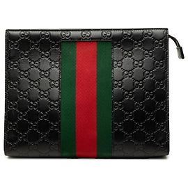Gucci Black Guccissima Web Clutch Black