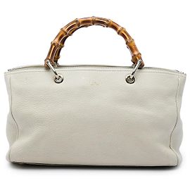 Bolsa Gucci Bamboo Shopper Medium em couro de bezerro branco Branco