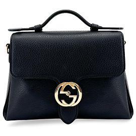 Gucci Interlocking Top Handle Leather Small Nero