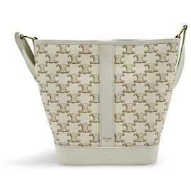 Céline Celine Bucket Triomphe Canvas Small Blanc