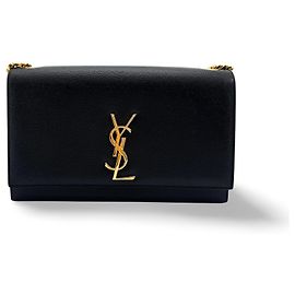Autre Marque Saint Laurent Classic Monogram Grainy Leather Medium Schwarz