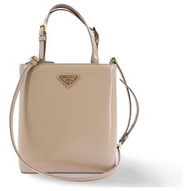 Prada Monochrome Panier Bucket Saffiano Leather Medium Bege